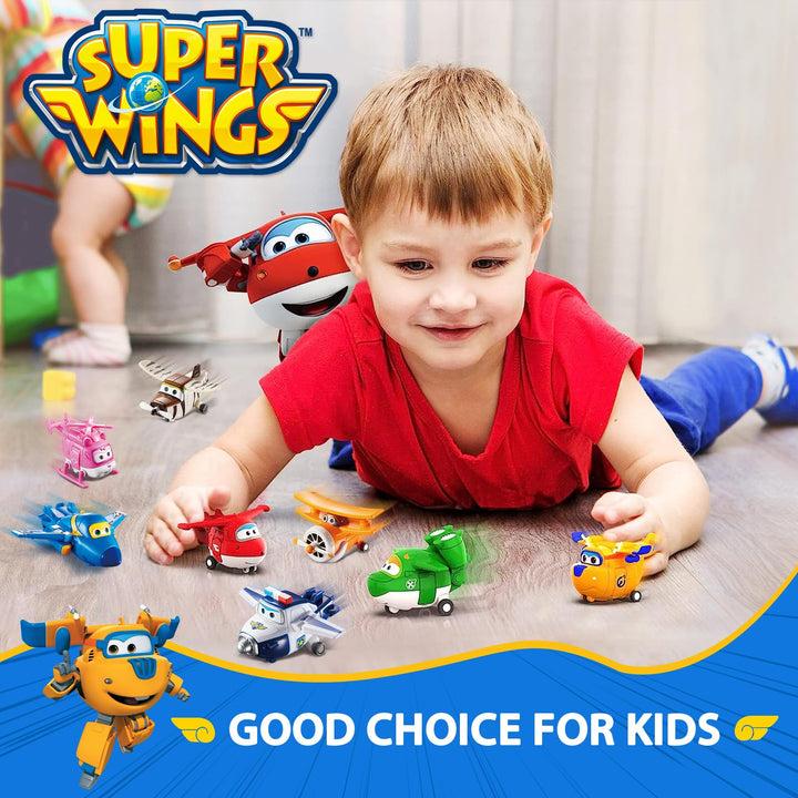 Super Wings - 5" Transforming Airport Airplane Toys Collection Playset Vehicle Action Figures | Plane to Bot | Fun Preschool Toy Plane for 3 4 5 Year Old Boys and Girls | Gifts for Birthday Kids