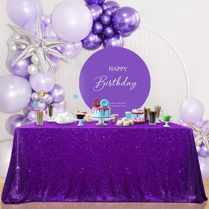 B-COOL Purple Sequin Tablecloth 60x102 Inch Sparkly Table Cloth Purple Table Drape Overlay for Wedding Halloween Birthday Party Wedding Decorations Purple