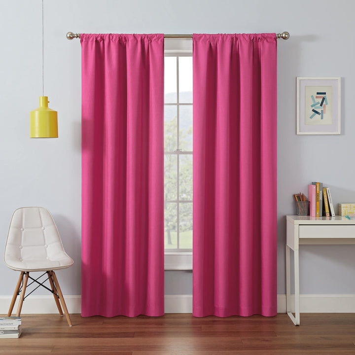 ECLIPSE Kendall Modern Blackout Thermal Rod Pocket Window Curtain for Bedroom or Living Room (1 Panel), 42 x 95, Raspberry