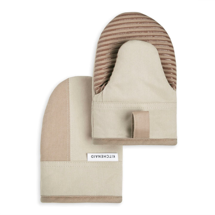 KitchenAid Beacon Two-Tone Non-Slip Mini Oven Mitt Set, Milkshake/Beige, 5.5"x8", 2 Piece 5.5"x8"