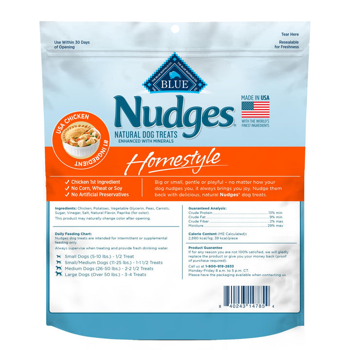 Blue Buffalo Nudges Homestyle Natural Dog Treats, Made in the USA with Real Chicken, Peas, and Carrots, 16-oz. Bag 16 Ounce (Pack of 1)