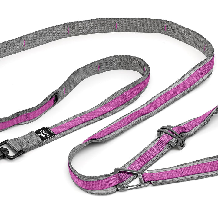 Kurgo 6 in 1 Quantum Leash, Hands Free Leash for Dogs, Running Belt Lead, Crossbody & Waist Belt Style, Reflective, Carabiner Clip, for Training, Hiking, or Jogging, 4 Colors,Violet Violet