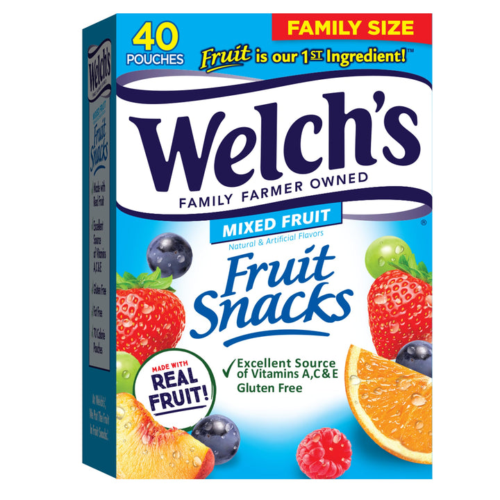 Welch's Fruit Snacks, Mixed Fruit, Perfect Halloween Candy Bulk Pack, Gluten Free, Individual Single Serve Bags, 0.8 oz (Pack of 40) 0.8 Ounce (Pack of 40)