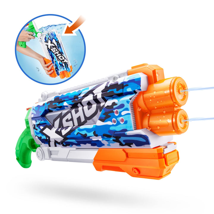 X-Shot Water Fast-Fill Skins Pump Action Water Blaster Blue Water Camo by ZURU XShot Watergun (Fills with Water in just 1 Second!)