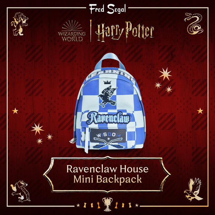 Concept One Fred Segal Harry Potter Mini Backpack, Checkered Small Travel Bag for Men and Women, Ravenclaw, 10.5 Inch