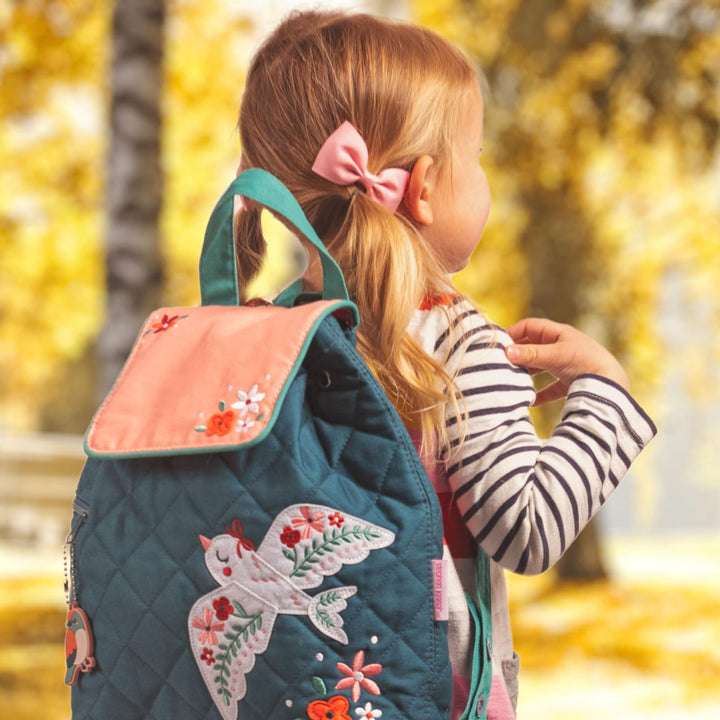 Stephen Joseph Kids' Unisex Toddler Back to School, Quilted Backpack, Ballet Bunny Dark Blue, One Size