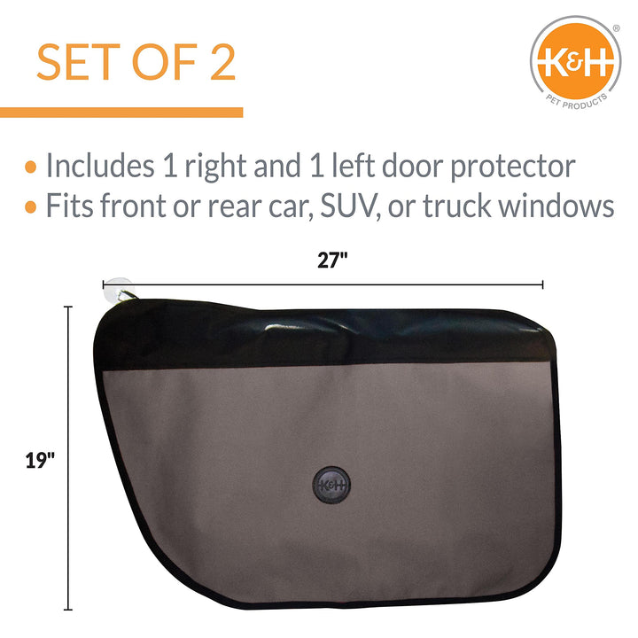 K&H Pet Products Vehicle Door Protector Gray, 2 Packs Interior Car Door Protector from Dog Scratching, Sedan and SUV Pet Protector for Car Door Scratches