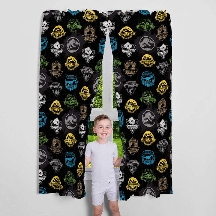 Franco Kids Room Window Curtains Drapes Set, 82 in x 63 in, Jurassic World