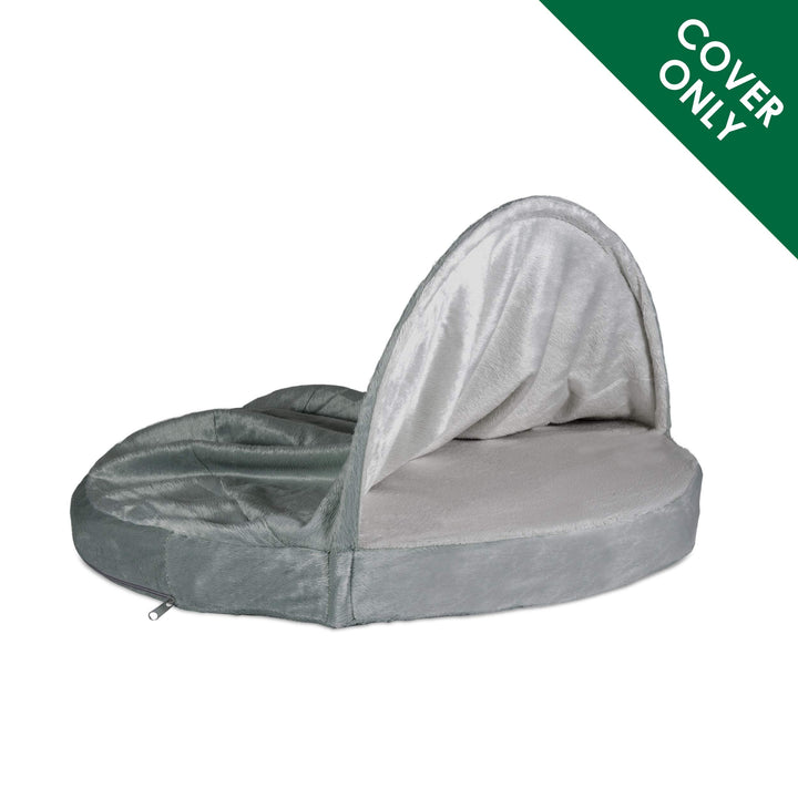Furhaven Replacement Dog Bed Cover Microvelvet Snuggery, Machine Washable - Silver, 26-inch