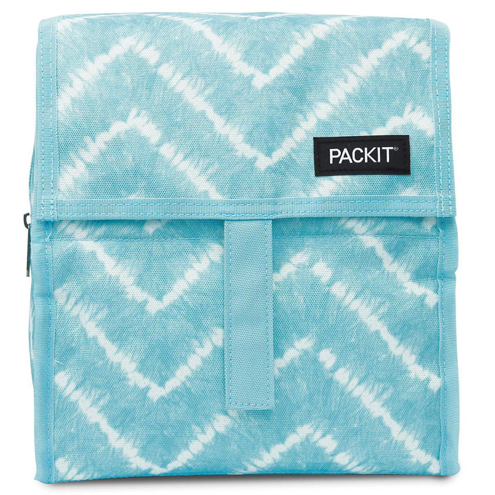 PackIt Freezable Lunch Bag, Aqua Tie Dye, Built with EcoFreeze Technology, Foldable, Reusable, Zip and Velcro Closure with Buckle Handle, Perfect for Lunches