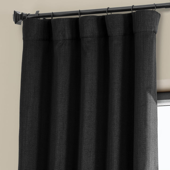 HPD Half Price Drapes Faux Linen Room Darkening Curtains - 108 Inches Long Luxury Linen Curtains for Bedroom & Living Room (1 Panel), 50W X 108L, Essential Black