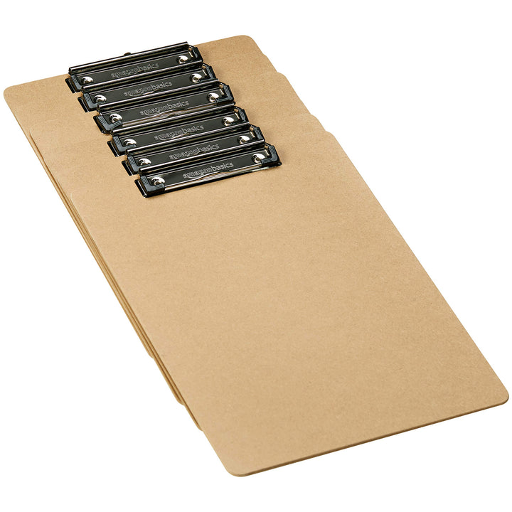 Basics Hardboard Office Clipboard, 6-Pack, Brown