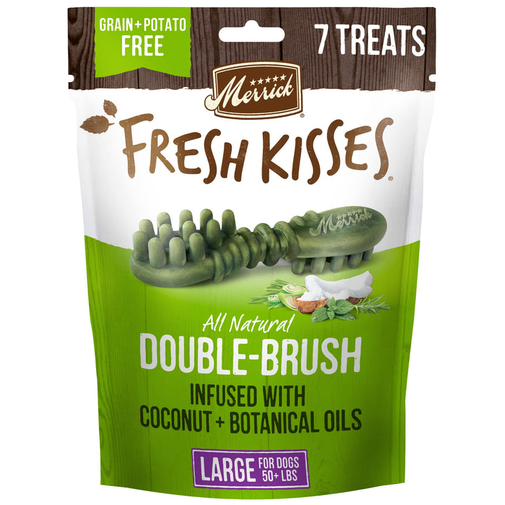 Merrick Fresh Kisses Dog Dental Chews For Large Breeds, Grain Free Dog Treats with Coconut and Botanical Oils - (6) 7 ct. Bags Large Dog (50+ Pound) Coconut + Botanical Oil 7 Count (Pack of 1)