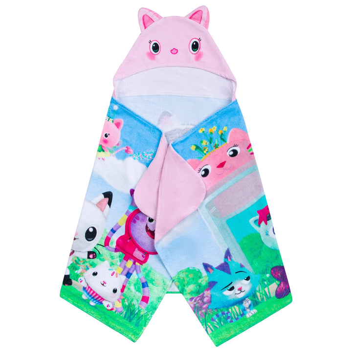 DreamWorks Gabby's Dollhouse Bath/Pool/Beach Soft Cotton Terry Hooded Towel Wrap, 24 in x 50 in, By Franco Kids Assorted