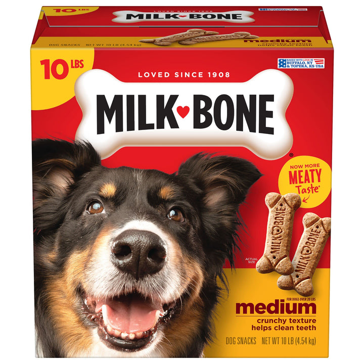 Milk-Bone Original Dog Treats for Medium Dogs, 10 Pound, Crunchy Biscuit Helps Clean Teeth Beef 10 Pound (Pack of 1)