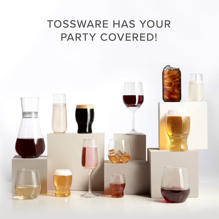 TOSSWARE POP 14oz Vino SET OF 12, Recyclable, Unbreakable & Crystal Clear Plastic Wine Glasses, 12 Count (Pack of 1) 12 Count (Pack of 1)