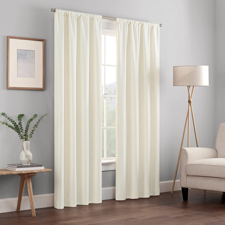 ECLIPSE Kendall Modern Blackout Thermal Rod Pocket Window Curtain for Bedroom or Living Room (1 Panel), 42 X 54, Ivory