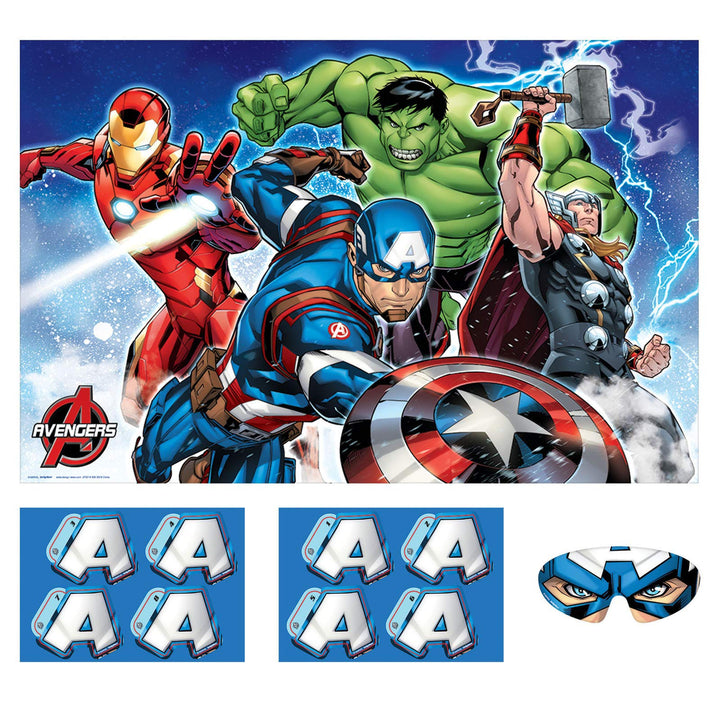 Amscan Marvel Legends Epic Avengers Birthday Party Games - 24.5" x 37.5" | Includes Stickers & Blindfolds | Great Kids Games, Perfect Party Favors For Kids, Party Decorations & More