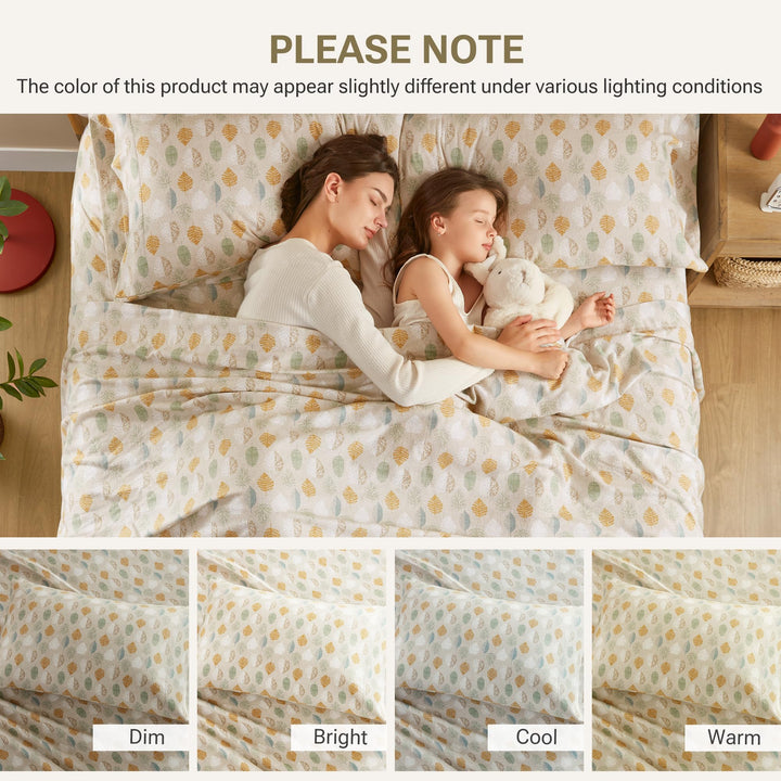 Sleep Philosophy True North Cozy Flannel Warm 100% Cotton Sheet - Novelty Print Animals Stars Cute Ultra Soft Cold Weather Bedding Set, Queen, Aqua Dots 4 Piece