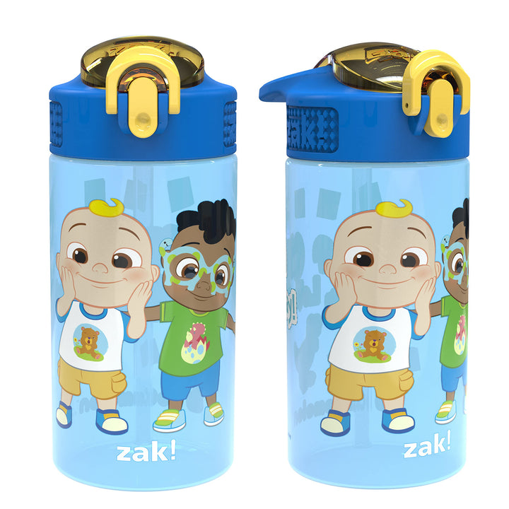 Zak Designs CoComelon Kids Water Bottle with Spout Cover and Built-In Carrying Loop, Made of Durable Plastic, Leak-Proof Water Bottle Design for Travel (16 oz, Pack of 2) 2 Count (Pack of 1) CoComelon 2pk