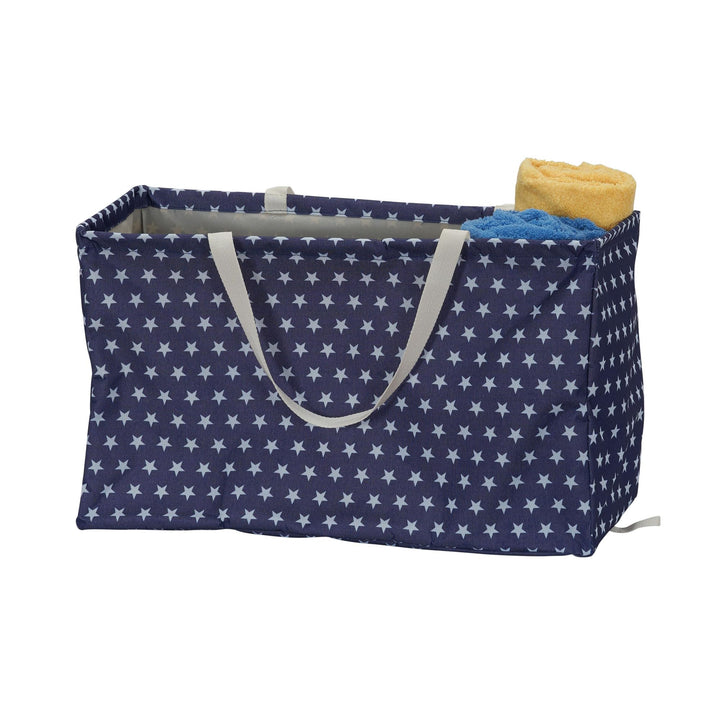 Household Essentials 2240 Krush Canvas Utility Tote | Reusable Grocery Shopping Laundry Carry Bag | Blue With White Stars, 22" L X 11" W X 13" H,