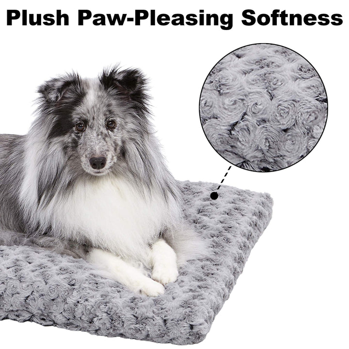 MidWest Homes for Pets Deluxe Dog Beds Super Plush Dog & Cat Beds Ideal for Dog Crates Machine Wash & Dryer Friendly, 1-Year Warranty Gray 30-Inch