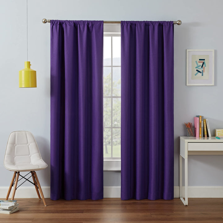 ECLIPSE Kendall Modern Blackout Thermal Rod Pocket Window Curtain for Bedroom or Living Room (1 Panel), 42 X 54, Purple