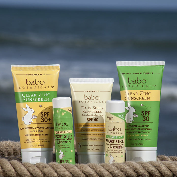 Babo Botanicals Sheer Zinc Mineral Sunscreen Sport Stick SPF30- Natural Zinc Oxide- Shea Butter- Fragrance-Free - Water Resistant - Made Safe Certified Fragrence free