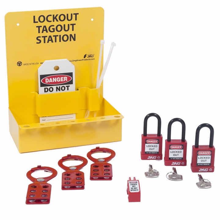 Zing Green Products 6063 RecycLockout Mini Lockout Station, Stocked Safety Padlocks