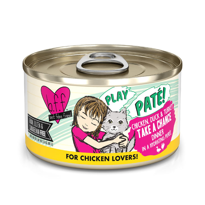 Weruva B.F.F. Play - Best Feline Friend Paté Lovers, Aw Yeah!, Chicken & Tuna Til' Then with Chicken & Tuna, 2.8oz Can (Pack of 12) 2.8 Ounce (Pack of 12)