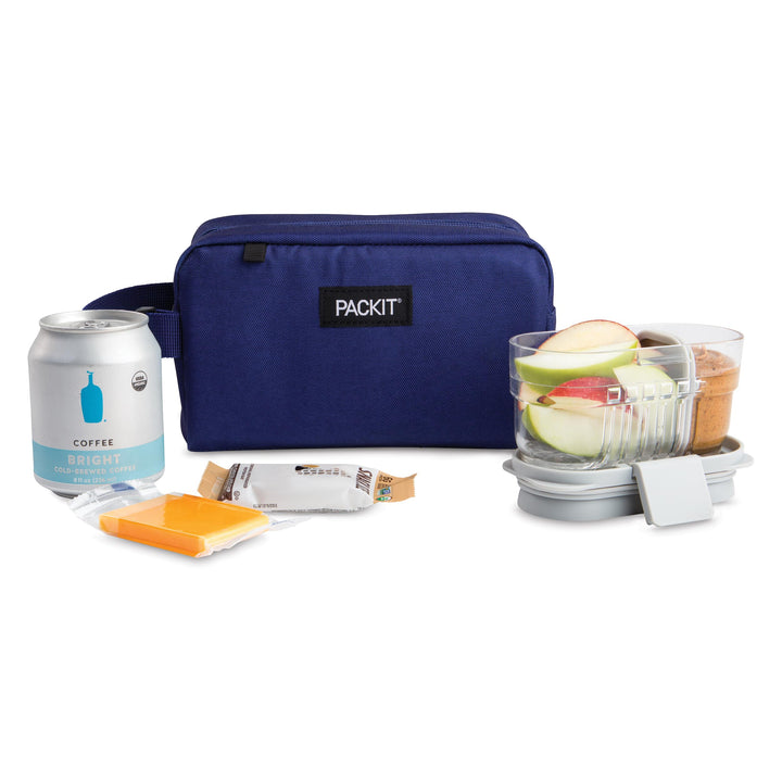 PackIt® Freezable Snack Box, True Blue, Built with EcoFreeze® Technology, Collapsible, Reusable, Zip Closure with Buckle Handle, Designed For Work Snacks, Fresh Snacks On the Go, Adults, and All Ages