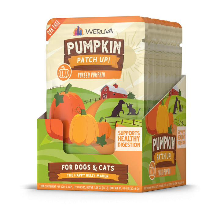 Weruva Pumpkin Patch Up!, Pumpkin Puree Pet Food Supplement for Dogs & Cats, 1.05 Ounce (Pack of 12), Orange (0805)