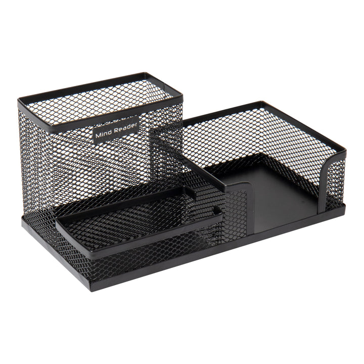 Mind Reader Desktop Organizer, Pen Holder, Clip Basket, Storage, Office, Metal Mesh, 8.07" L x 4.13" W x 3.94" H, Black