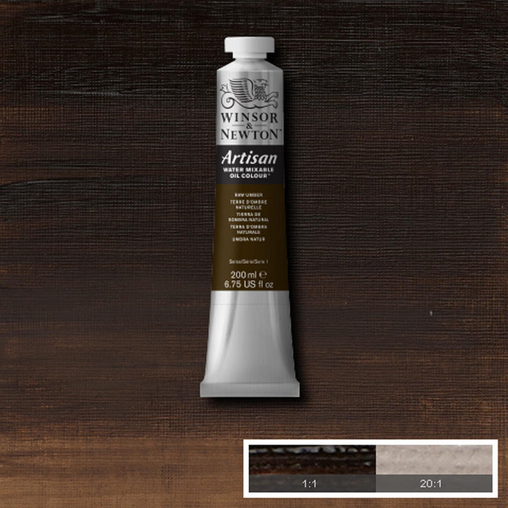 Winsor & Newton Artisan Water Mixable Oil Colour, 6.75-oz (200ml), Raw Umber 200-ml Tube