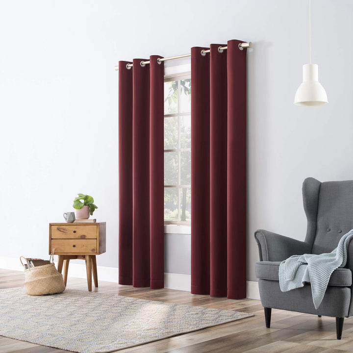 Sun Zero Easton Energy Saving Blackout Grommet Curtain Panel, 40" x 95", Wine Red 40" x 95" Casual