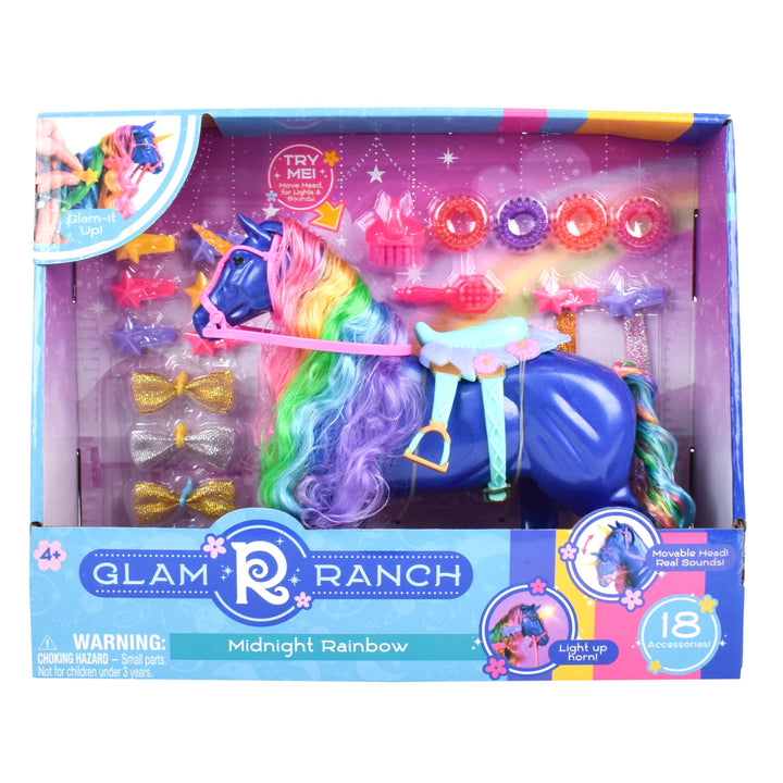 Sunny Days Entertainment Glam-R-Ranch Midnight Rainbow - Rainbow Sparkle Unicorn with Accessories