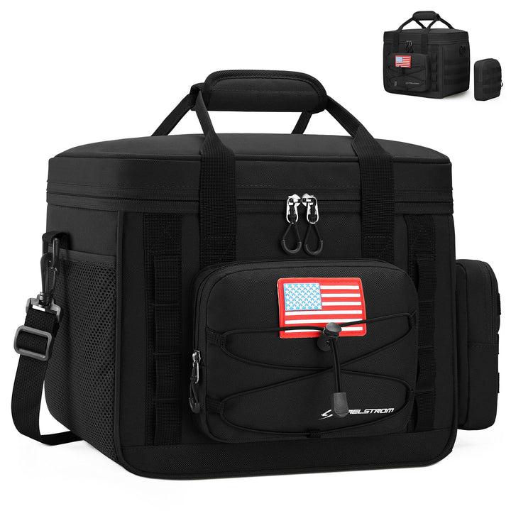 Maelstrom Large Tactical Lunch Box for Men,Insulated Lunch Bag, Durable Leakproof Cooler Bags with Detachable MOLLE Bag,Modern Lunch Tote for Adult Women Work,Picnic,30 Cans/20 L, Black 20L