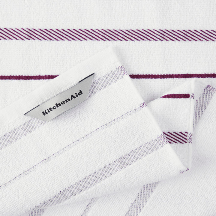 KitchenAid Albany Kitchen Towel 4-Pack Set, Boysenberry Purple/White, 16"x26"