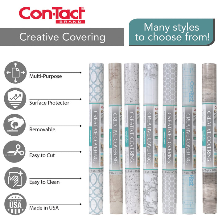 Con-Tact Brand Creative Clear Covering, Versatile and Self-Adhesive Shelf Liner, Transparent Privacy Film, Protective Clear Vinyl, 18'' x 9', Clear Glossy 18" x 9'