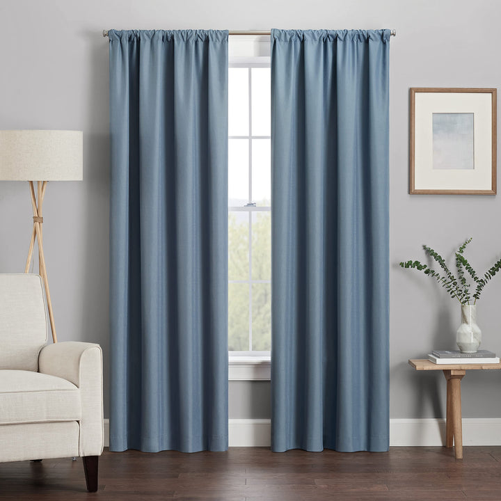 ECLIPSE Kendall Modern Blackout Thermal Rod Pocket Window Curtain for Bedroom or Living Room (1 Panel), 42 x 95, Slate