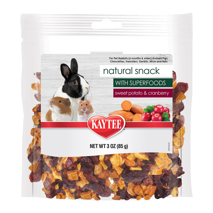 Kaytee Natural Snack with Superfoods For Pet Guinea Pigs, Rabbits, Hamsters, and Other Small Animals, Sweet Potato & Cranberry, 3 Ounces 3 Ounce (Pack of 1)