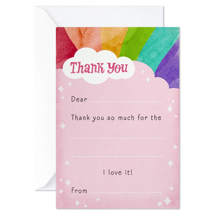 Hallmark Kids Fill in the Blank Thank You Cards, Rainbow (20 Cards with Envelopes)