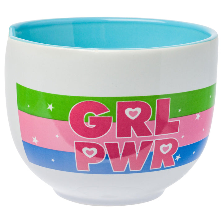 Silver Buffalo The Powerpuff Girls Rainbow Girl Power Featuring Blossom, Bubbles, and Buttercup Ceramic Ramen Noodle Rice Bowl with Chopsticks, Microwave Safe, 20 Ounces Power Puff Girls