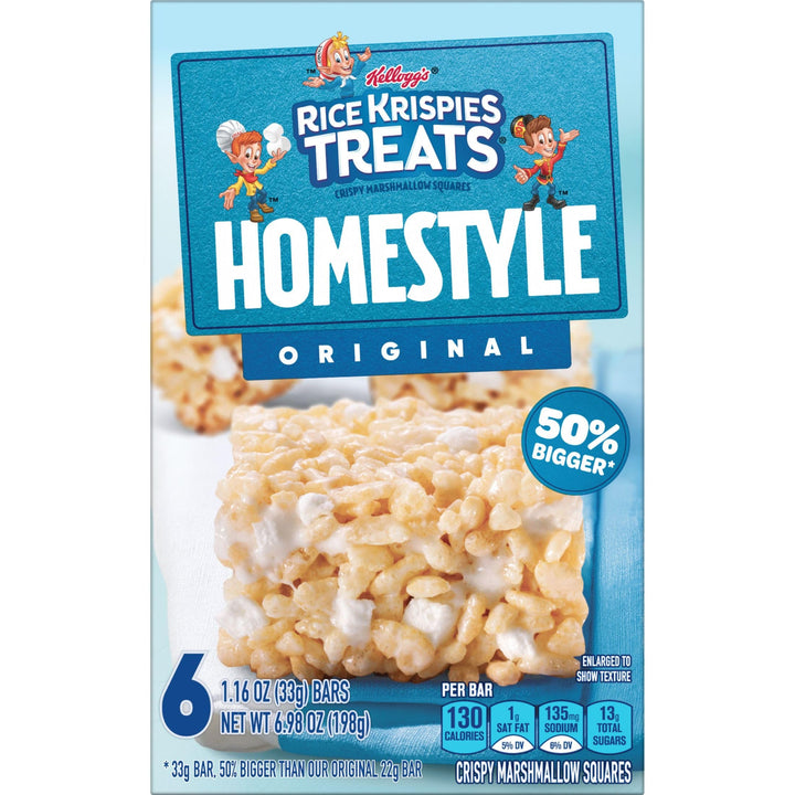 Rice Krispies Treats Homestyle Marshmallow Snack Bars, Kids Snacks, Lunch Snacks, Original, 27.9oz Box (24 Bars) 24 Count