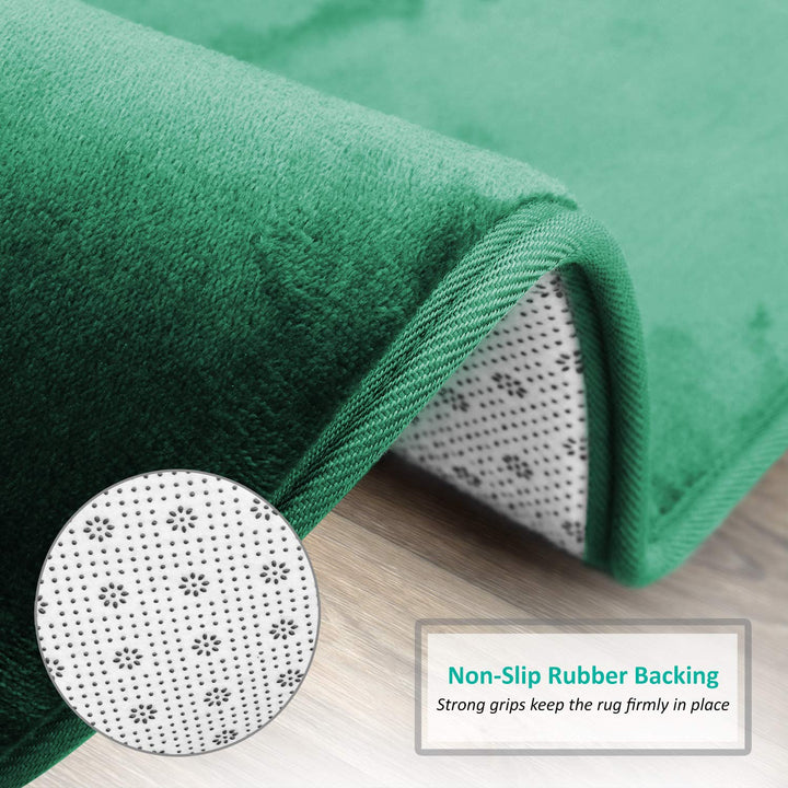 Clara Clark Bathroom Rugs, Velvet Memory Foam Bath Mat, Non-Slip, Machine Washable Bath Rugs - Dries Quickly, Ultra Soft Plush Bath Mats for Bathroom, 20 x 24, Hunter Green Solid Contour