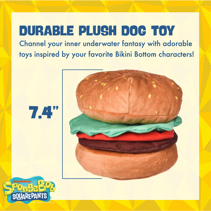 Krabby Patty Crinkle Plush Dog Toy | Dog Toy for Spongebob Fans | Krabby Patty Squeaky Dog Toy for All Dogs Made from Soft Plush Fabric 7 Inch