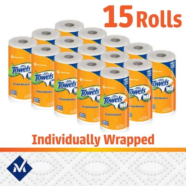 Member'S Mark Super Premium 2-Ply Select & Tear Paper Towels 150 Sheets/Roll, 15 Rolls
