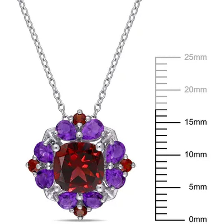 Garnet and African-Amethyst Cocktail Pendant in Sterling Silver
