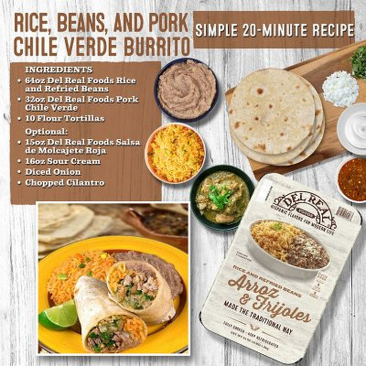 Del Real Foods Slow Cooked Rice and Refried Beans, 64 Oz.