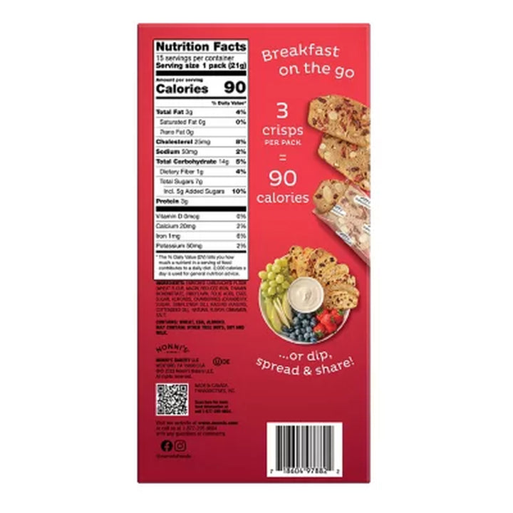 Nonni'S Thinaddictives Cranberry Almond Crisps 15 Pk.